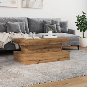 Mesa de centro com luzes LED 90x50x40 cm carvalho artisiano