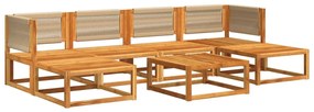 7 pcs conjunto sofás jardim c/almofadões madeira maciça acácia