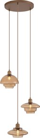 Candeeiro de Teto Retro Bronze Escuro com Vidros Âmbar 3 Luzes - Smokey