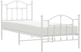 Estrutura de cama com cabeceira e pés 90x190 cm metal branco