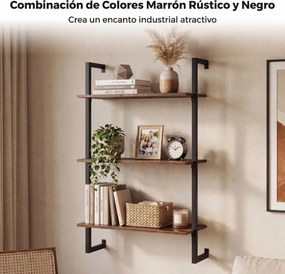 Prateleira suspensa 53 x 23 x 90 cm de 3 níveis para parede, pronta a montar, para cozinha, balcão de café, arrumação suspensa para sala, escritório e