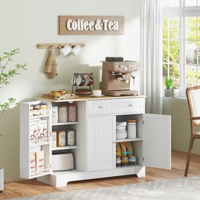 Armario de cozinha, 105 x 40 x 83 cm com 3 portas, gaveta, prateleiras nas portas e prateleira ajustável, branco