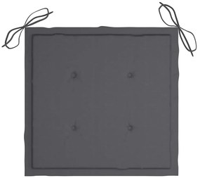 3 pcs conj. jantar dobrável exterior c/ almofadão teca maciça