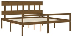 Cama para idosos c/ cabeceira 200x200 cm madeira castanho-mel