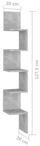 Estante canto p/ parede 20x20x127,5 cm contrap. cinza-cimento