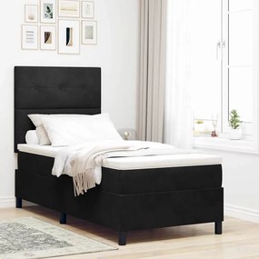 Cama Box com Colchão e LED preto 100x200 cm Veludo
