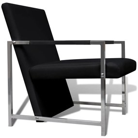 Poltronas com estrutura cromada 2 pcs couro artificial preto