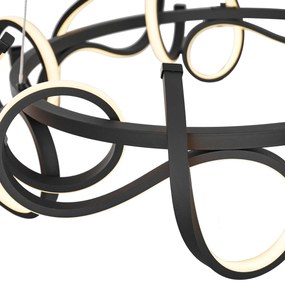 LED Candeeiro suspenso de design preto redondo regulável em 3 níveis - Krisscross Moderno