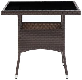 Mesa de jantar para jardim vime PE castanho