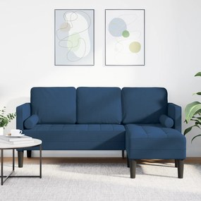Sofá L de 3 Lugares vidaXL Azul 160 cm em Tecido