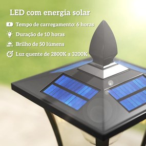 Candeeiro Solar Exterior de Jardim com Vaso Poste de Alumínio IP44 Ligação Automática 33x33x160 cm Preto