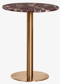 Mesa De Bar Redonda Em Pedra Natural Xiren Ø60 Cm & Mármore Vermelho Cherry Gold & Ouro Rosa Escovado - Sklum
