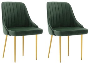 vidaXL Cadeiras de jantar 2 pcs veludo verde-escuro