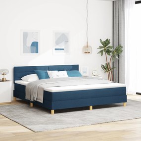 vidaXL Cama Box Spring com Colchão Azul 180x200 cm Tecido