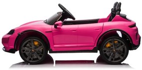 Carro elétrico infantil 24v Porsche Taycan - Turbo S, 2 lugares, Pneus de borracha, assento em couro sintético Rosa