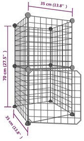 Gaiola p/ animais de 8 painéis c/ porta 35x35 cm aço preto