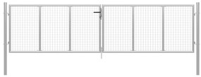 vidaXL Portão de jardim em aço galvanizado 415x150 cm prateado