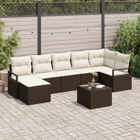 Conjunto de Sofás de Jardim vidaXL 7 Peças com Almofadas Cinza Vime Si