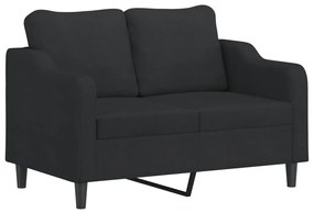 2 pcs conjunto de sofás com almofadas tecido preto