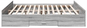 Estrutura de cama c/ gavetas derivados madeira cinza sonoma