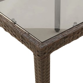 3pcs conjunto jantar jardim c/almofadões vime PE/vidro castanho