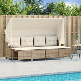 vidaXL 5 pcs conjunto de sofás p/ jardim com almofadões vime PE bege