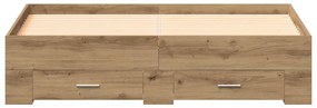 Cama com Gavetas vidaXL Carvalho Artisan 135x190 cm Madeira Revestida