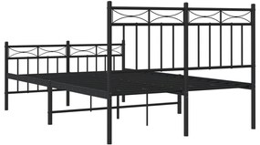 Estrutura de cama com cabeceira e pés 120x200 cm metal preto