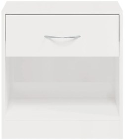 Mesas de cabeceira 2 pcs c/ gaveta branco brilhante