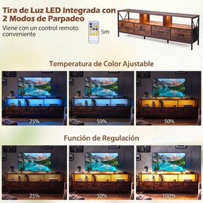 Móvel de TV, 180 x 40 x 63 cm, Iluminação LED com Comando, Castanho