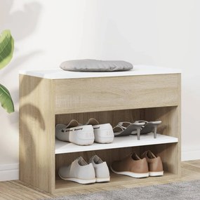 vidaXL Banco sapateira 60x30x45 cm contraplacado branco/carvalho sonoma