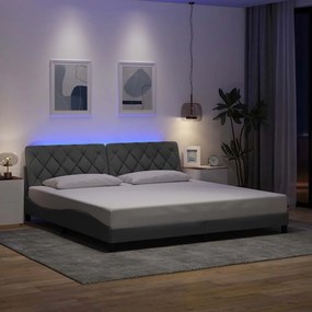 Estrutura de cama com LED sem colchão 200x200 cm tecido