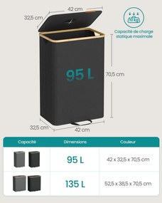 Contentor para recolha de garrafas retornáveis 95 L Preto-bege natural