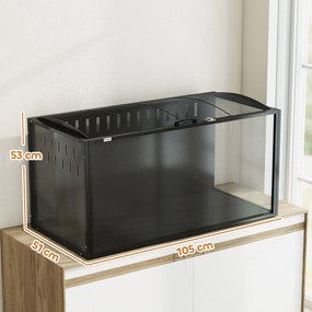 Gaiola Grande para Hamster 105x51x53 cm com Tampa Ventilada Rebatível Estrutura de Aço e Painéis Transparentes Preto