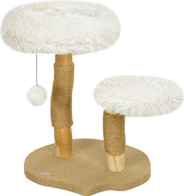 PawHut Árvore para gatos, 61,5 cm, com cama para gatos, postes de arranhar, plataforma de salto, bolinha de brinquedo, para gatos até 5 kg, branco | Aosom Portugal
