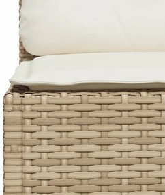 4 pcs conjunto de sofás para jardim c/ almofadões vime PE bege