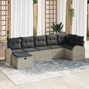 Conjunto de Sofá de Jardim de 7 Peças com Almofadas Cinza Claro de Rat