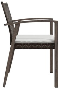 Cadeiras jardim + almofadões 4pcs 56,5x57x83cm vime PE castanho