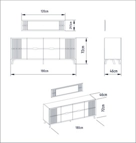 Console Frida – Branco – 180 cm x 72 cm x 46 cm