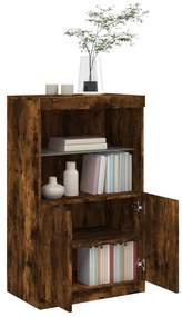 Aparador com luzes LED 60,5x37x100 cm carvalho fumado