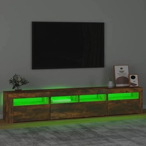 Móvel de TV com luzes LED 210x35x40 cm carvalho fumado