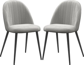Conjunto de 4 Cadeiras de Sala de Jantar Modernas Cadeiras Estofadas em Veludo com Encosto Alto e Pés de Aço 50x52x83 cm Cinza