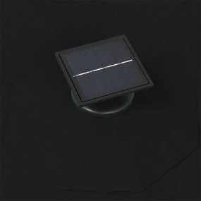 Guarda-sol para jardim de parede com luzes LED 300 cm preto