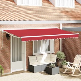 vidaXL Toldo Retrátil Manual Vermelho 400 x 200 cm Poliéster e Metal
