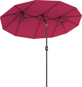 Outsunny Chapéu de Sol Duplo Chapéu de Sol de Jardim com Inclinação de 45° Manivela Estrutura de Aço 295x152x222 cm Vermelho | Aosom Portugal
