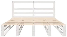 Cama sem colchão 135x190 cm madeira de pinho maciça branco