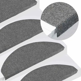 Tapetes de escada adesivos 30 pcs 65x22,5x3,5 cm cinzento