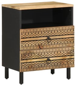 Mesa cabeceira 50x33x62cm madeira mangueira áspera maciça preto