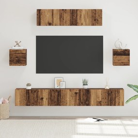 vidaXL Conjunto de Estante para TV Outros 7 pcs Madeira Antiga