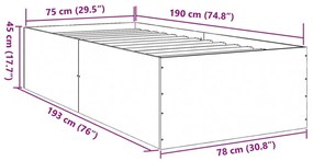 Estrutura cama 75x190 cm derivados de madeira carvalho fumado